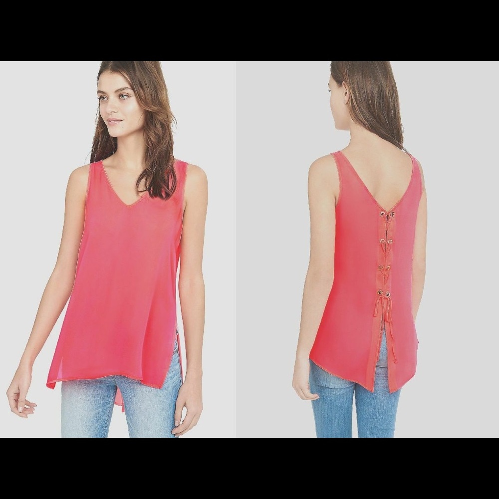 🔱 EXPRESS Fluorescent Pink Lace-Up Back Shirt